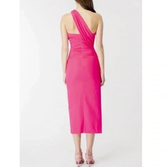 Bardot Lorella Midi Dress Candy Pink Formal One Shoulder Side Slit Size 8 Large - Picture 3 of 13